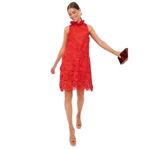 Tuckernuck Guipure Blythe Dress. Red lace. M. EUC